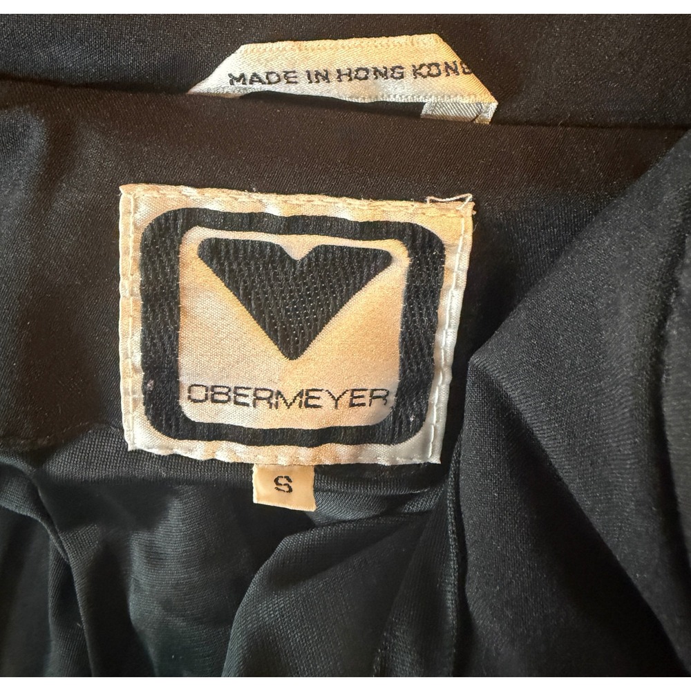 VTG 90s Obermeyer Women's Black Ski Snow Suit Schoeller Retro Hood Heart Charm S - Picture 3 of 9